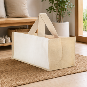 Custom Logo Jute Cotton Canvas Shopping Tote Bag with Inside Pocket 40x33x18 cm Reusable Promotional Wholesale Manufacturer - Product Image 5