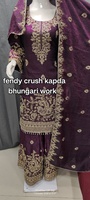 QUNOOT CLOSET Salwar Kameez pour femme en polyester/nylon brodé prune, séchage rapide, style indien pakistanais, avec pantalon palazzo et dupatta pour mariage