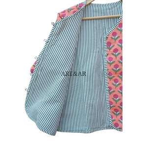 Veste matelassée en tricot à imprimé floral en coton, style bohème, vintage, pour femmes, pour le bureau, le collège, respirante, écologique, 100% - Product Image 5