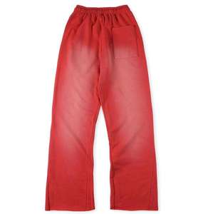 Pantalones Deportivos Rojos para Hombre, Cintura Elástica, 100% Algodón, Pantalones Casuales, Teñidos, Corte Recto, con Cordón, Estilo Invernal - Product Image 2