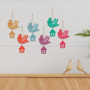 Sculpture murale moderne en forme de feuilles d'oiseaux en vol, support en bois MDF pour la décoration de la maison, du jardin et du balcon - Product Image 3