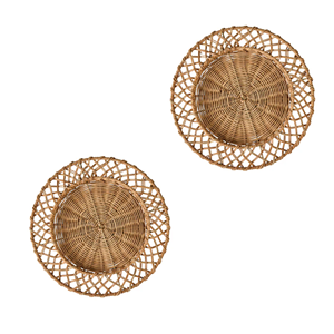 Mantel individual rústico de ratán natural tejido, platos base de mimbre artesanales de Vietnam, decoración de mesa de lujo sostenible - Product Image 4