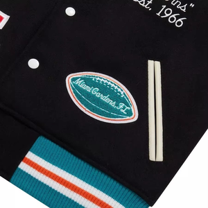 Men's Casual Winter <b>Canvas</b> Bomber Varsity Jacket Breathable Eco-Friendly Windproof Waterproof Embroidered Stand OEM Front - Product Image 3