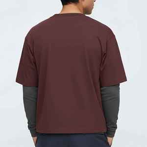 Camiseta Ringer de Doble Manga con Diseño Nuevo y Moderno, Color Personalizado, 100% Algodón, Logotipo Bordado Personalizado, Estilo Hip Hop, Corte Holgado - Product Image 3