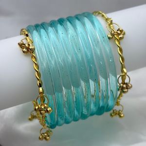 Trending Transparent Custom Churiyan Jelly <b>Bangles</b> Silver Plated Micro Insert Colorful Dyed Geometric Large Size Wedding Jewelry - Product Image 3