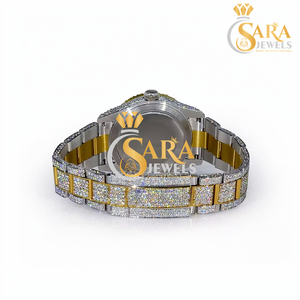 Reloj Mecánico de Lujo Estilo Hip Hop con Diamantes, Esfera Blanca Romana, Correa de Acero Inoxidable con Moissanita y Cristal - Product Image 4