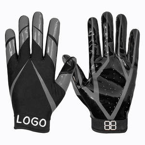 Kids Custom American Football Receiver <b>Gloves</b> Soft Leather <b>Touch</b> <b>Screen</b> Finger Tips Breathable Stretch Material Adjustable Wrist - Product Image 4