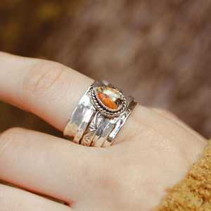 Natural Turquoise <b>Spinner</b> <b>Ring</b> 925 Sterling Silver Handmade Rotating <b>Fidget</b> <b>Ring</b> Vintage Beaded Gemstone <b>Ring</b> Unisex Jewelry - Product Image 5