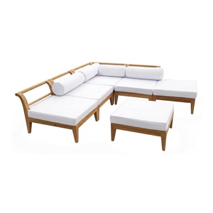 Ensemble de canapés de jardin en teck massif en forme de L, design moderne, fabricant indonésien, canapé d'angle en teck, mobilier d'extérieur - Product Image 1