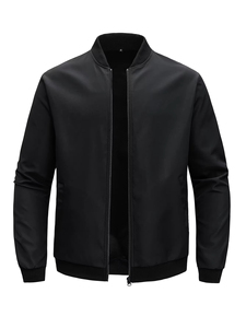 Veste coupe-vent en polyester à manches longues noire pour homme, style automne, vêtements pour adultes - Product Image 3