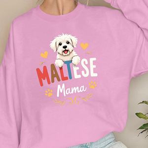 Sweatshirts imprimés pour femmes avec chien maltais et éléments décoratifs Style tricoté décontracté - Product Image 4