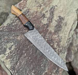Cuchillo de Chef de Acero de Damasco Hecho a Mano SHARP POINT TRADES, Mango de Madera Natural, Grado Industrial, Hoja de Cambio Rápido, Garantía de 3 Años - Product Image 3