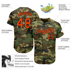 Anti-Bacterial Top Quality OMMiZ women Custom <b>Camo</b> Orange-Black Authentic Salute To Service Baseball Jersey - Product Image 4