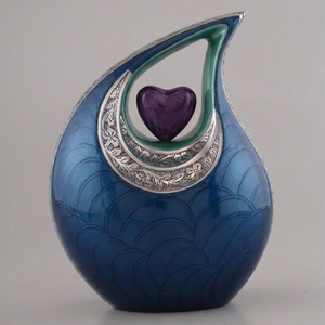 Engraved Tear Drop Cremation Urn Metal <b>Ashes</b> Memorial Vessel Purple Heart Decorative Adult <b>Keepsake</b> - Product Image 1