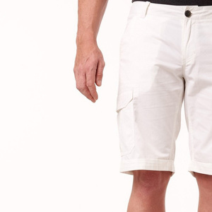 Men's <b>White</b> Bermuda <b>Cargo</b> Shorts High Waist Drawstring Closure Canvas Fabric 180g Breathable Casual Style Front Logo Pockets - Product Image 2