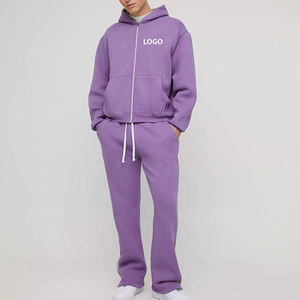 Ensemble sweat à capuche zippé et short streetwear homme 2026 de haute qualité, avec logo personnalisé 3D pour impression en relief, col à capuche tricoté pour l'automne - Product Image 3