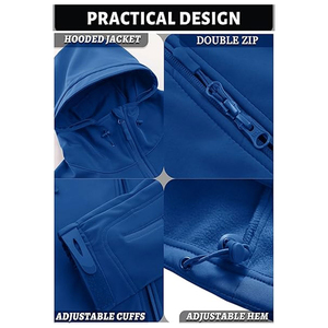 เสื้อแจ็คเก็ตผ้าแคนวาสมีฮู้ด แขนยาว กันลม สีน้ำเงินล้วน สไตล์ลำลอง ปิดด้วยซิป ความยาวปกติ น้ำหนักเบา ใส่ได้ทุกฤดู - Product Image 4