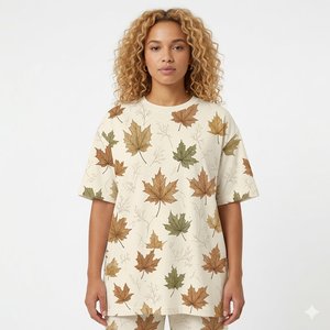 Stylish <b>Pink</b> Tree Print T Shirt <b>Women</b> Relaxed Half Sleeve <b>Top</b> With All-Over Woodland Floral Print Crew Neck T shirt For Woman - Product Image 4