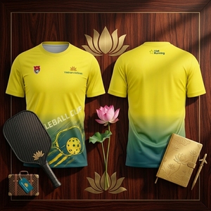 เสื้อปิ๊กเกิลบอลเวียดนามแอร์ไลน์พิมพ์ลายระบายความชื้นได้ดี ชุดกีฬาโพลีเอสเตอร์แขนสั้นสำหรับทั้งชายและหญิง - Product Image 1