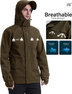 Chaqueta de senderismo impermeable con capucha para hombre, ligera, cortavientos, ropa deportiva para exteriores, ajuste cómodo, fabricada por proveedor OEM. - Product Image 4