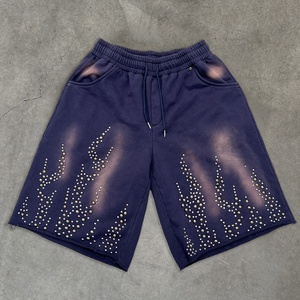 Shorts Homme Streetwear Hip Hop Personnalisés avec Strass Diamants, Taille Haute et Cordon de Serrage, Coton/Polyester – Vente en Gros Votre Modèle - Product Image 6