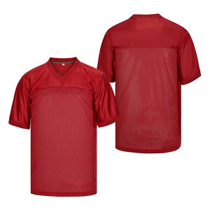 Camiseta Deportiva de Poliéster Transpirable para Hombre, Cuello en V, Manga Corta, Color Rojo, Corte Regular, Tejido de Punto Sólido - Product Image 1