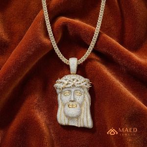 Iced Out Christian Jesus Head Moissanite Pendant Necklace Gold Plated Silver Hip Hop Charm Luxury Fashion Jewelry Unisex <b>Gift</b> - Product Image 2