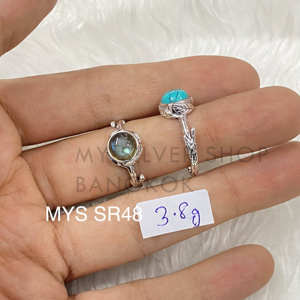 Bagues en argent sterling 925 avec turquoise bleue naturelle, bijoux en argent de qualité supérieure, prix de gros - Product Image 2