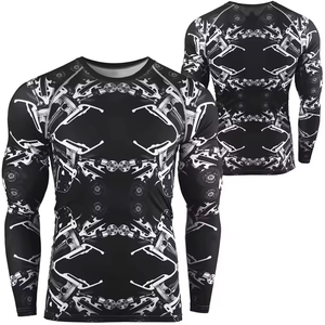 Oem Unisex Men's Long Sleeve Mma Rashguard Sports Shirt Custom Logo Polyester Blank <b>Surf</b> Compression Adult Size - Product Image 1