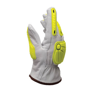 Guantes de trabajo de cuero de alta calidad, resistentes a impactos, de piel de cabra de grano completo, con protección TPR contra impactos, nivel de corte A7 - Product Image 4