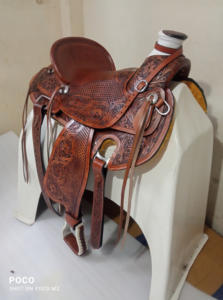 Selle de cheval d'équitation occidentale Ranch Selle de cheval de coupe Selle d'équitation de plaisir en cuir véritable faite à la main avec un design professionnel - Product Image 5