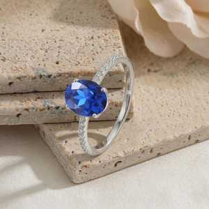 lue Sapphire <b>Ring</b> 925 Sterling <b>Silver</b> Natural Sapphire Engagement <b>Ring</b> Dainty September Birthstone Gift Her - Product Image 5