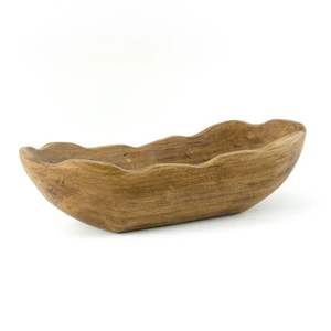 Bol à pâte et assiettes en bois artisanal, plateaux décoratifs pour cuisines de style campagnard - Product Image 3