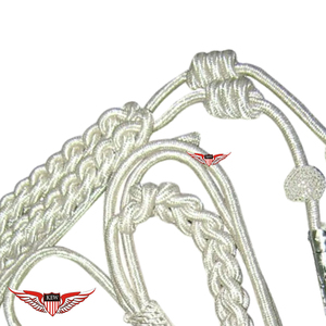 Silver Aiguillette Shoulder Cords Aiguillette Twisted Aiguillette with Metallic Silver Tip Metallic <b>Cord</b> - Product Image 5