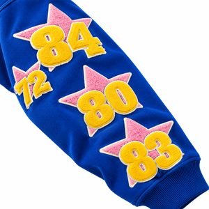<b>Royal</b> <b>Blue</b> Oversized Hoodie Custom Letter Print Star Number Patch Streetwear Pullover Sweatshirt Unisex 100% Cotton <b>Fleece</b> - Product Image 5