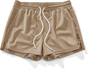 Pantalones Cortos Deportivos para Hombre, de Color Sólido, Secado Rápido, con Cordón Ajustable, Cintura Media, Estilo Deportivo, Azules, de Poliéster - Product Image 2