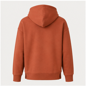 Sweat à capuche personnalisable pour homme en molleton de coton pelucheux, coupe carrée, longueur hanches, avec cordon de serrage ton sur ton et devant uni MHOOD-0043 - Product Image 6