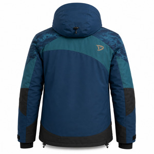 Men's Ski <b>Jacket</b> Black Red Color Blocked Hooded <b>Waterproof</b> 10,000mm for Power Stretch Synthetic -Tex Zipper Closure - Product Image 2