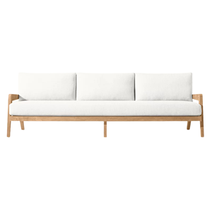 Scandinavian Minimalist Style Outdoor <b>Sofa</b> Modern Patio Lounge <b>Waterproof</b> Cushion Furniture Teak Wooden Frame Custom Seater - Product Image 1
