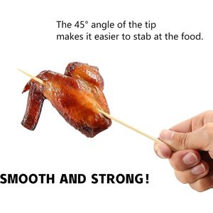 6-Inch Bamboo Skewers 200 PCS Food Sticks for Appetizers Fruit Kebabs Cocktail Picks Drinks Natural Toothpicks <b>BBQ</b> Accessories - Product Image 4