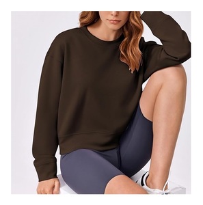 Nouvel Arrivage – Sweat-shirt en Coton Confortable et Décontracté pour Femme, Col Rond, Manches Longues, Épaules Tombantes, Couleur Unie, de Luxe, Origine Bangladesh - Product Image 4