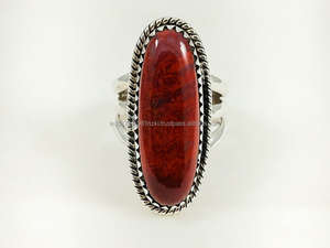 Vente chaude solide 925 argent Sterling rouge rivière jaspe anneau pour les femmes mince bande parfaite guérison cristal cadeau anneau - Product Image 4