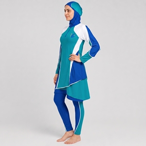 Ensemble Burkini Modeste 4 Pièces Personnalisé pour Femme, Hijab Modeste Grande Taille Imprimé, Ensemble Burkini 4 Pièces Écologique - Product Image 3