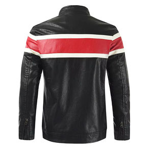 Veste en cuir véritable et toile pour homme, style streetwear, col montant, durable, chaude, pour l'hiver, fermeture éclair sur le devant, veste pour homme - Product Image 2