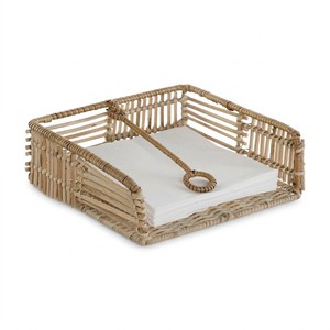Accessoires de décoration de table de mariage, porte-serviettes en rotin tressé, panier porte-serviettes en rotin - Product Image 1