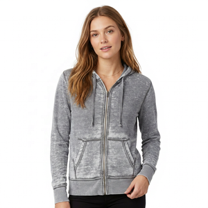 Men's Gray <b>Hooded</b> <b>Zip</b>-Up Sweatshirt Regular Fit Casual French Terry Cotton Hoodie with Pockets Autumn Wear - Product Image 5