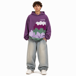 Sweat-shirts à capuche Drip Panel très demandés, en molleton de coton personnalisé, à épaules tombantes, style streetwear, avec design appliqué tendance, ODM, marque privée - Product Image 3