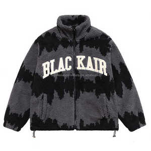 เสื้อฮู้ดดี้ผ้าแคนวาสคอตั้งสำหรับผู้ชาย ปักลายตัวอักษร ซับในเชอร์ปา อุ่นสบาย แบบซิป มีฮู้ด สวมหัวได้ - Product Image 1