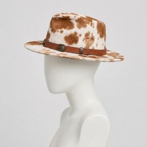 Sombrero de Vaquero de Piel Sintética con Estampado de Vaca, Banda de Cuero, Bordado a Mano, Unisex, para Adultos, Primavera, Verano, Estilo Casual Europeo Americano - Product Image 3