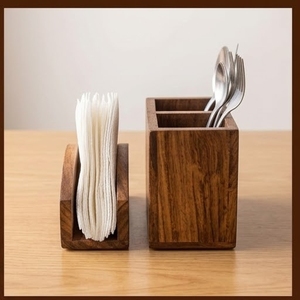 Organizador de Utensilios de Madera CraftNest Expo con Ranuras para Cuchillos, Tenedores y Cucharas, para Almacenamiento de Vajilla en la Cocina, Solo Lavar a Mano - Product Image 2